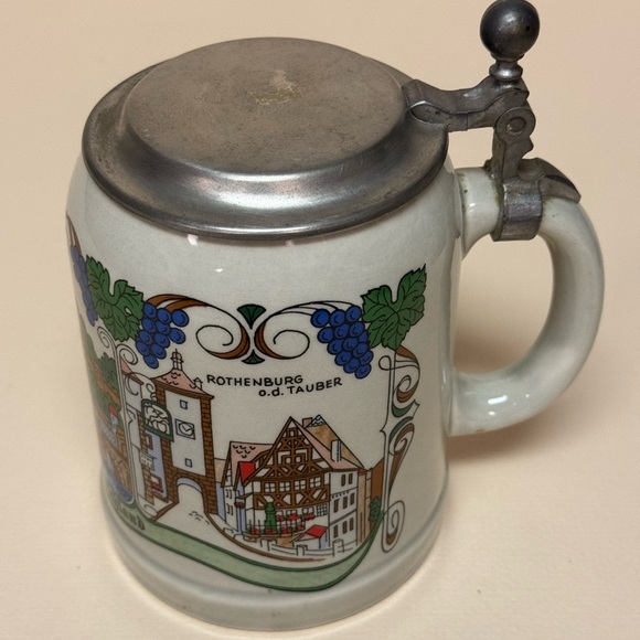 Vintage Germain Lidded Ceramic Stein Heidelberg Rüdesheim a. Rhein - Picture 2 of 14
